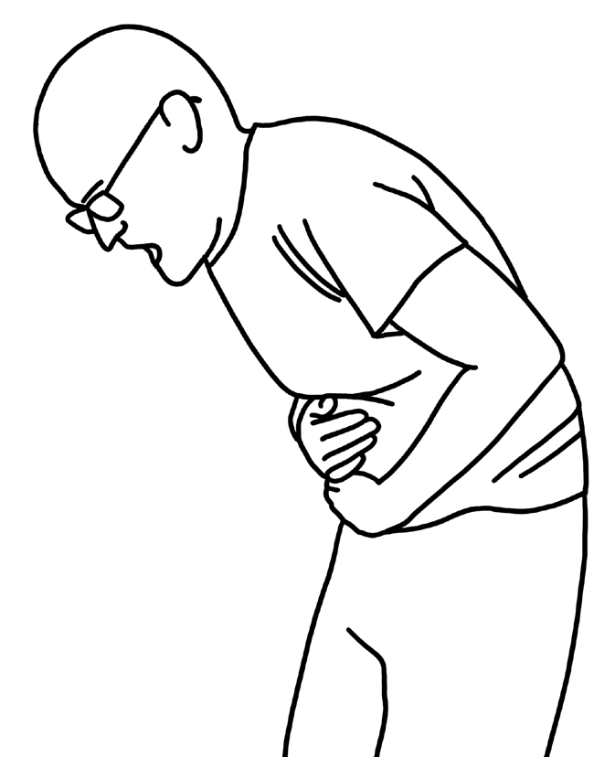 Diagram 12: Bending over with severe abdominal pain.