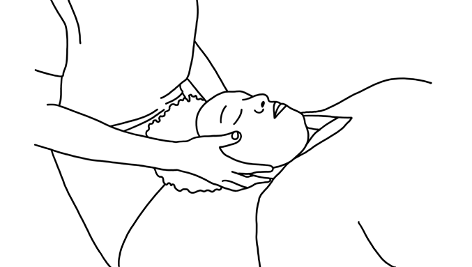 Diagram 15: Keep the head supported and in line with the spine.