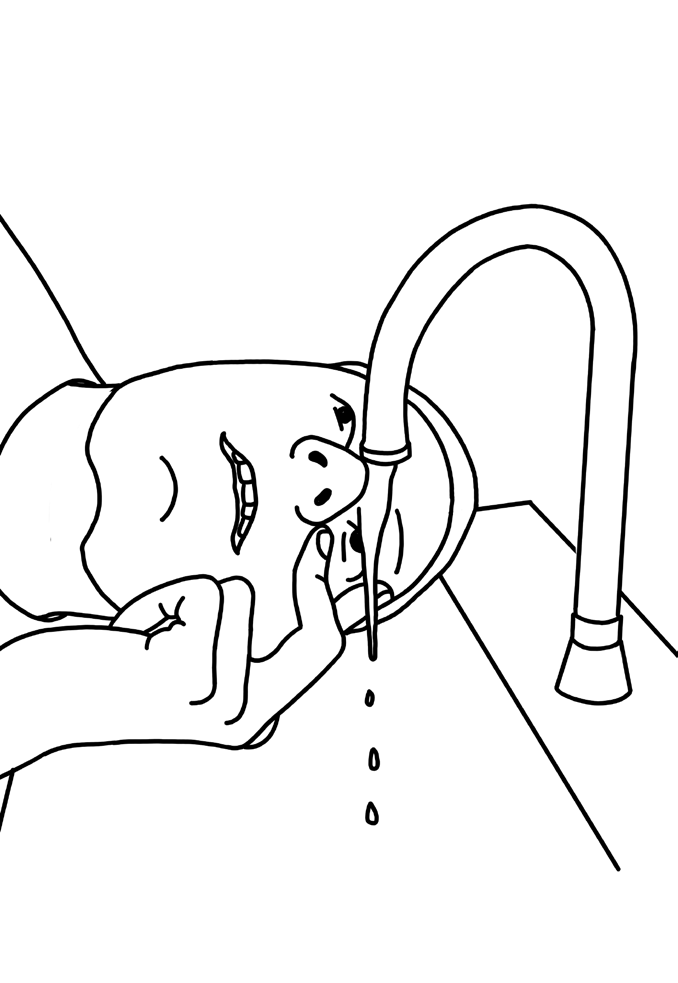 Diagram 19: Flush the eye with tap water.