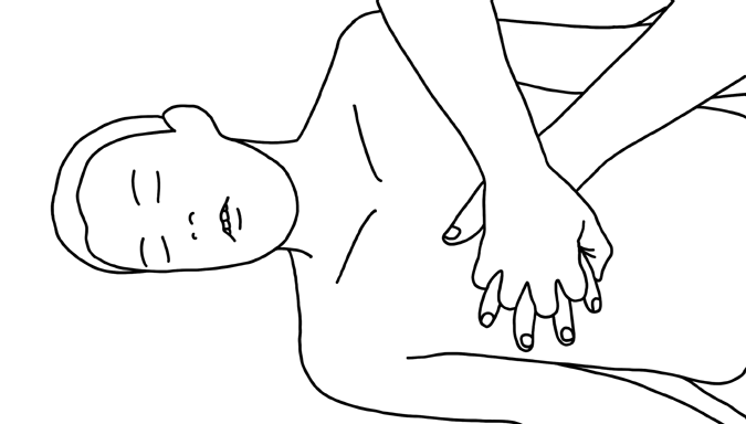 Diagram 2: Push middle chest with both hands.