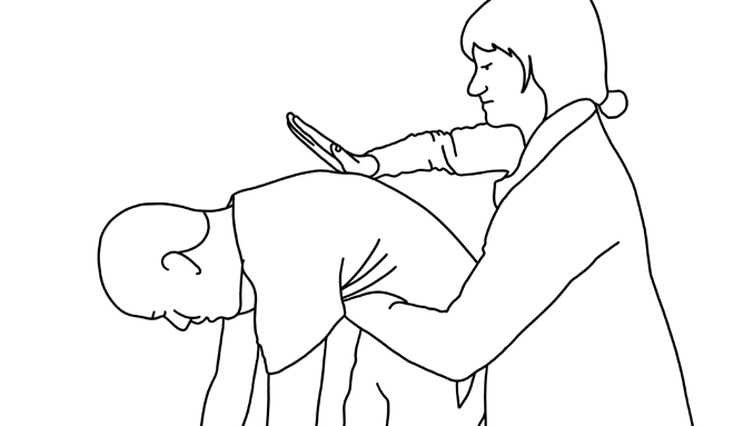 Diagram 5: Five back blows between the shoulder blades.