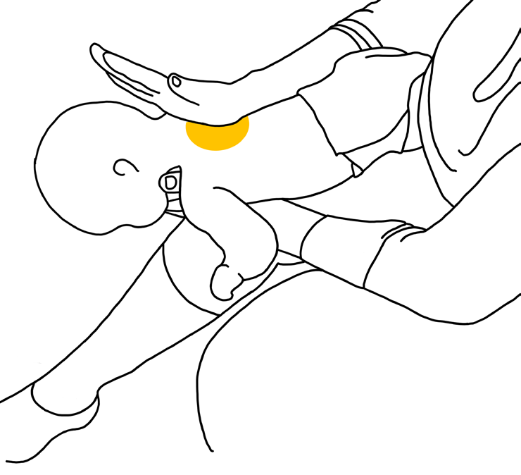 Diagram 7: Five back blows with heel of hand, between shoulder blades.